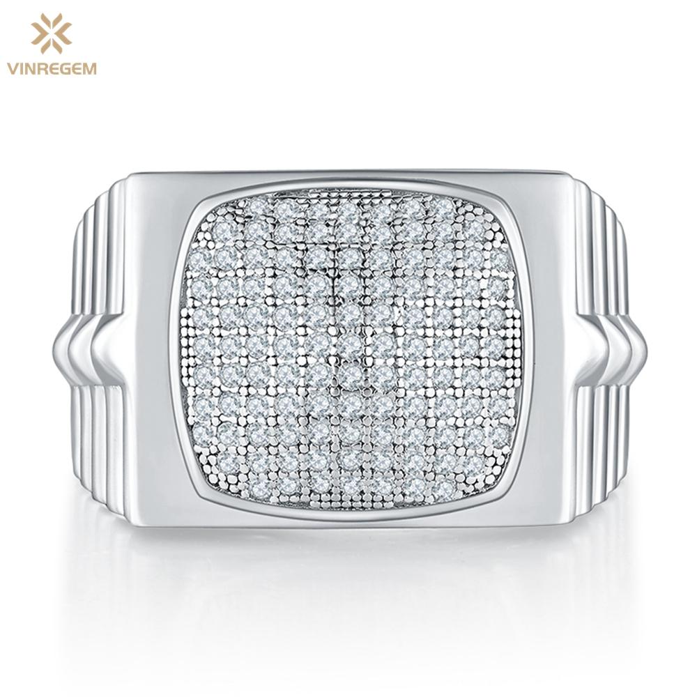 

Vinregem Хип-Хоп Рок Стерлингового Серебра 925 Сверкающее VVS1 D 0.7CT Настоящее Муассанит Алмазное Юбилейное Кольцо для Мужчин Женщин Подарок Обручальное Ювелирные Изделия Для Пары US 8 белый
