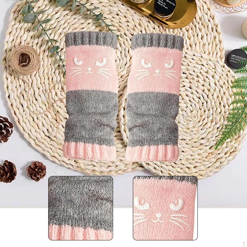 Fingerless Gloves Cold Weather Fashion Wrist Warmer Knit Sleeves for Women