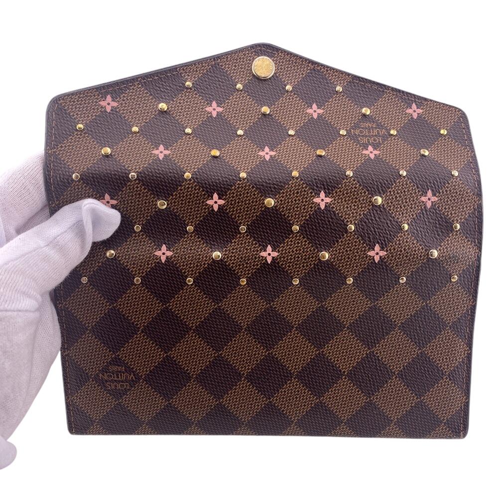 LOUIS VUITTON N60476 Damier Ebene leather Portefeuille Sara Purse Brown leather Used
