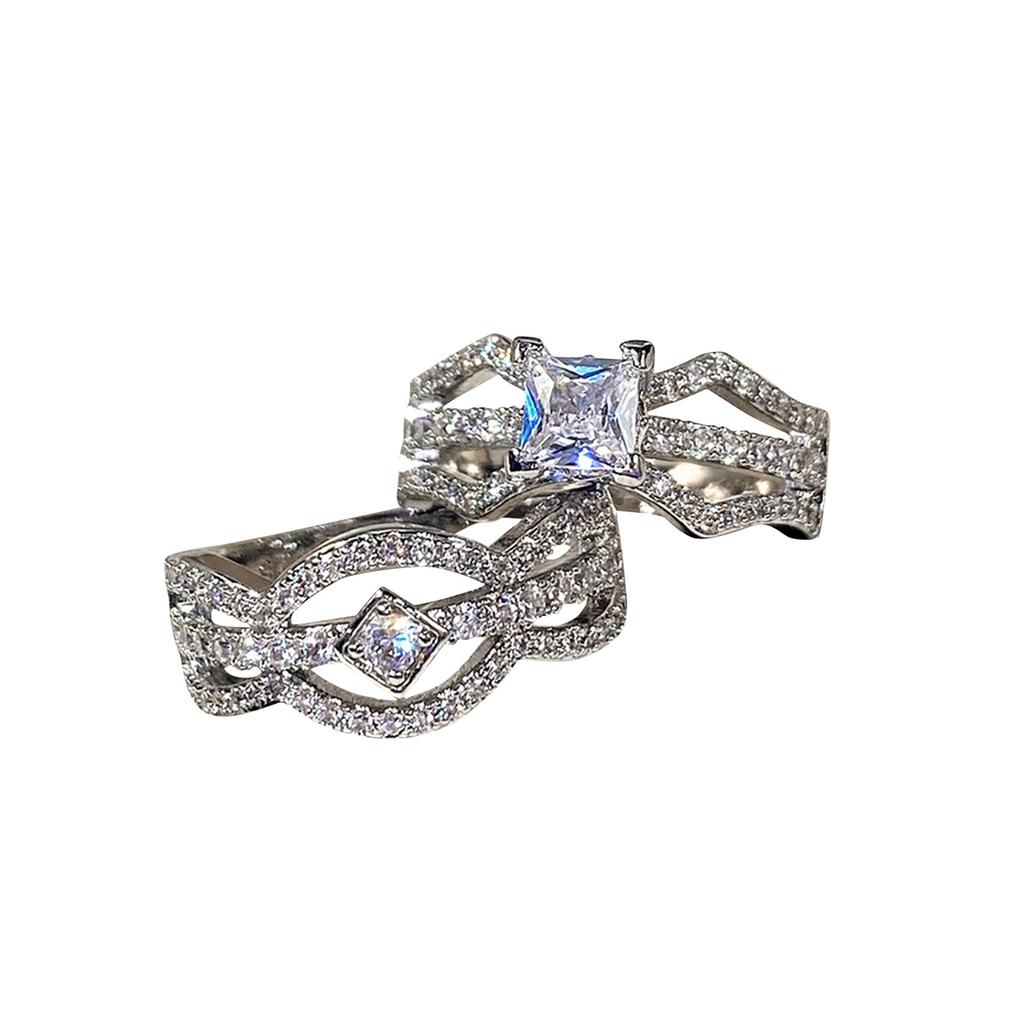 2-teiliges Set Zirkonbesetzter Ringe für Damen