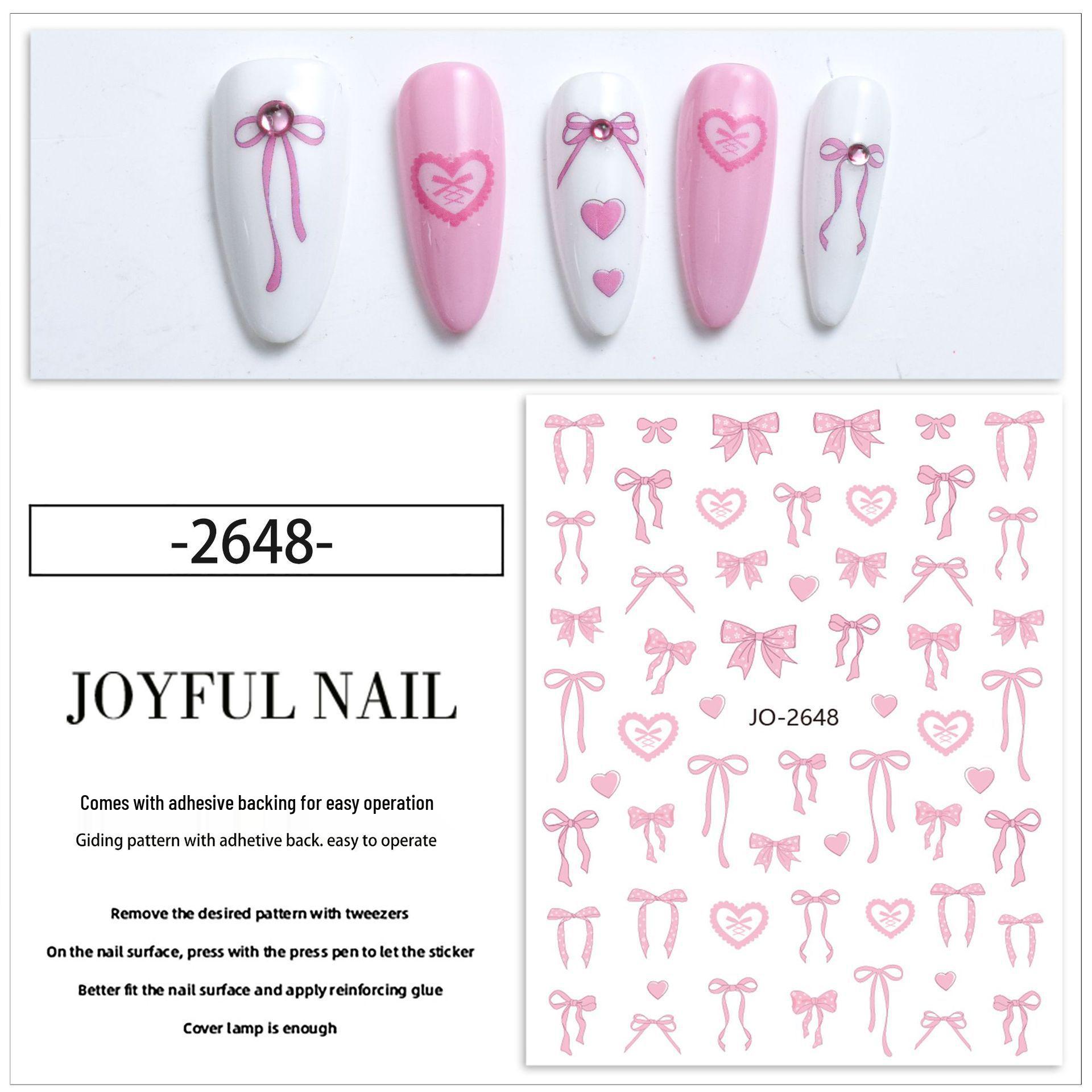Colorful Macaron Pink Bow Tie Nail Stickers & Decals