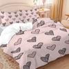 3Pcs Pink Love Bedding Set 3D Printed Coreless Duvet Cover For Bedrooms, Gift For Lover Multiple Sizes, Soft And Comfortable