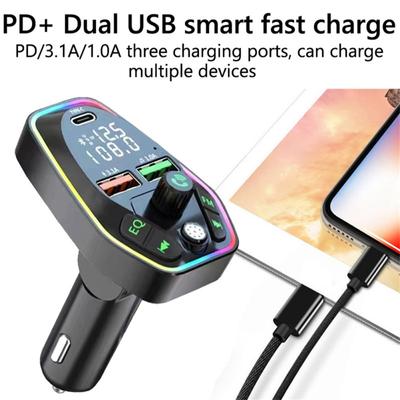 Bluetooth-kompatibel 5,0 FM Sender Drahtlose C-typ Pd20w Dual Screen Display 3,1 EINE Usb Schnelle