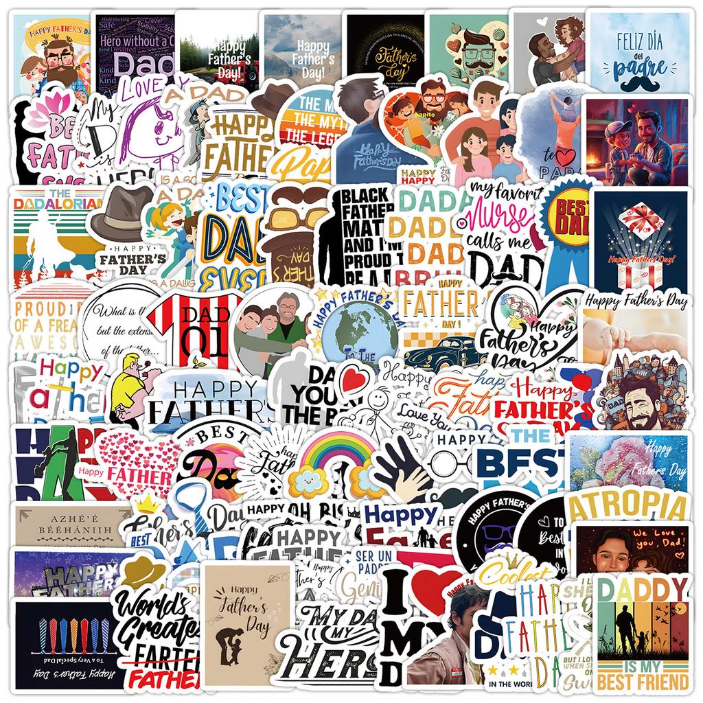 100 Cute Style Father's Day Graffiti Stickers Suitcase Water Cup Waterproof Decorative Stickers Children's DIY Stickers