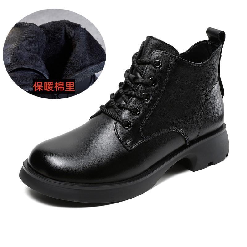 2025 autumn and winter new leather retro British Martin boots V-mouth lace-up ankle small short boots thin boots women's boots