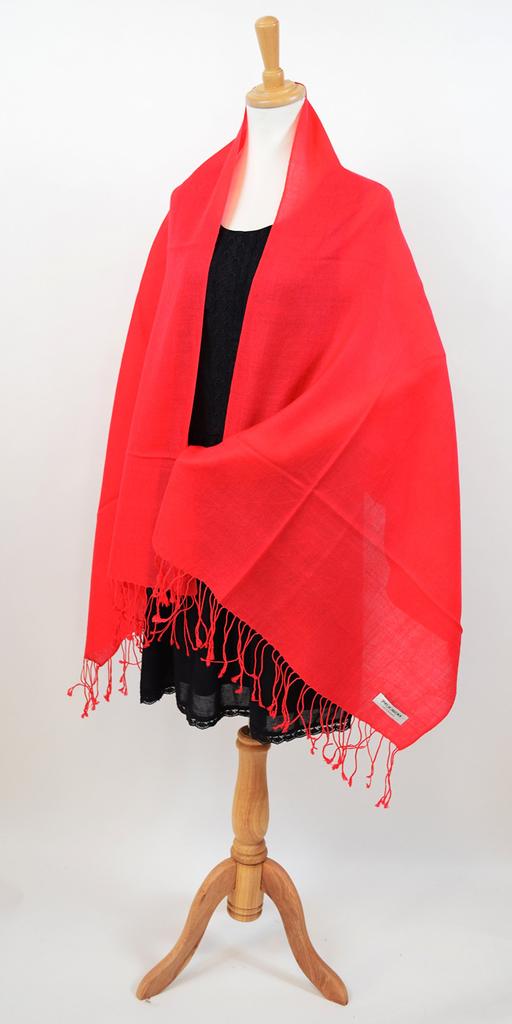 Natural Wool Large Stole for Women [NEW COLORS] 100% (Red)