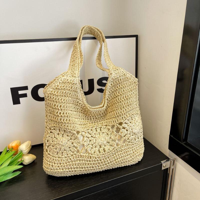 New seaside leisure vacation shoulder bag casual simple trend underarm straw reticulated woven beach bag