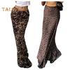 Women Skirt High Waist Leopard Print Sheath Fishtail Shape Floor Length Zipper Closure Half-opening Breathable Soft Party Prom Maxi Skirt