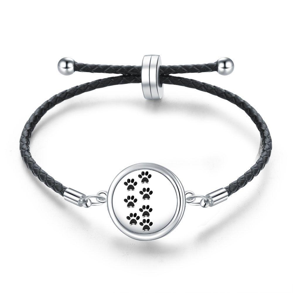 Women's Adjustable Braided Leather Aroma Diffuser Tree of Life Bracelet