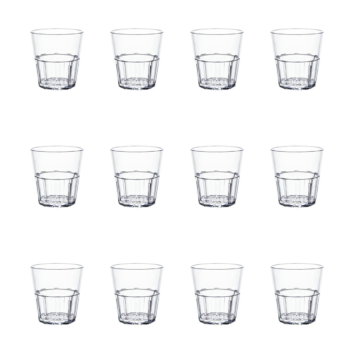 

Thunder Group Set of Commercial Dishwasher Plastic Tumblers, 240ml, 8oz, 12, Use, Shatter-Resistant, Safe, Non-Stick Cups, Stackable, PLPCTB108CL-12S