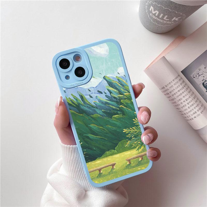 Field Flower Jungle Fresh Scenery Phone Case For iphone 14 11 12 13 Pro Max 7 8 Plus SE 2020 X XR XS Soft Silicone Cover Fundas