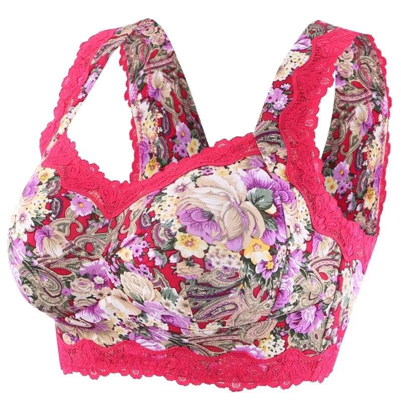 

Жіночий бюстгальтер із квітковим малюнком, безрукавка, безрукавка, тонкий спортивний бюстгальтер з пуш-апом, невидимий бюстгальтер, сексуальна мереживна безшовна модна білизна XXXL червоний