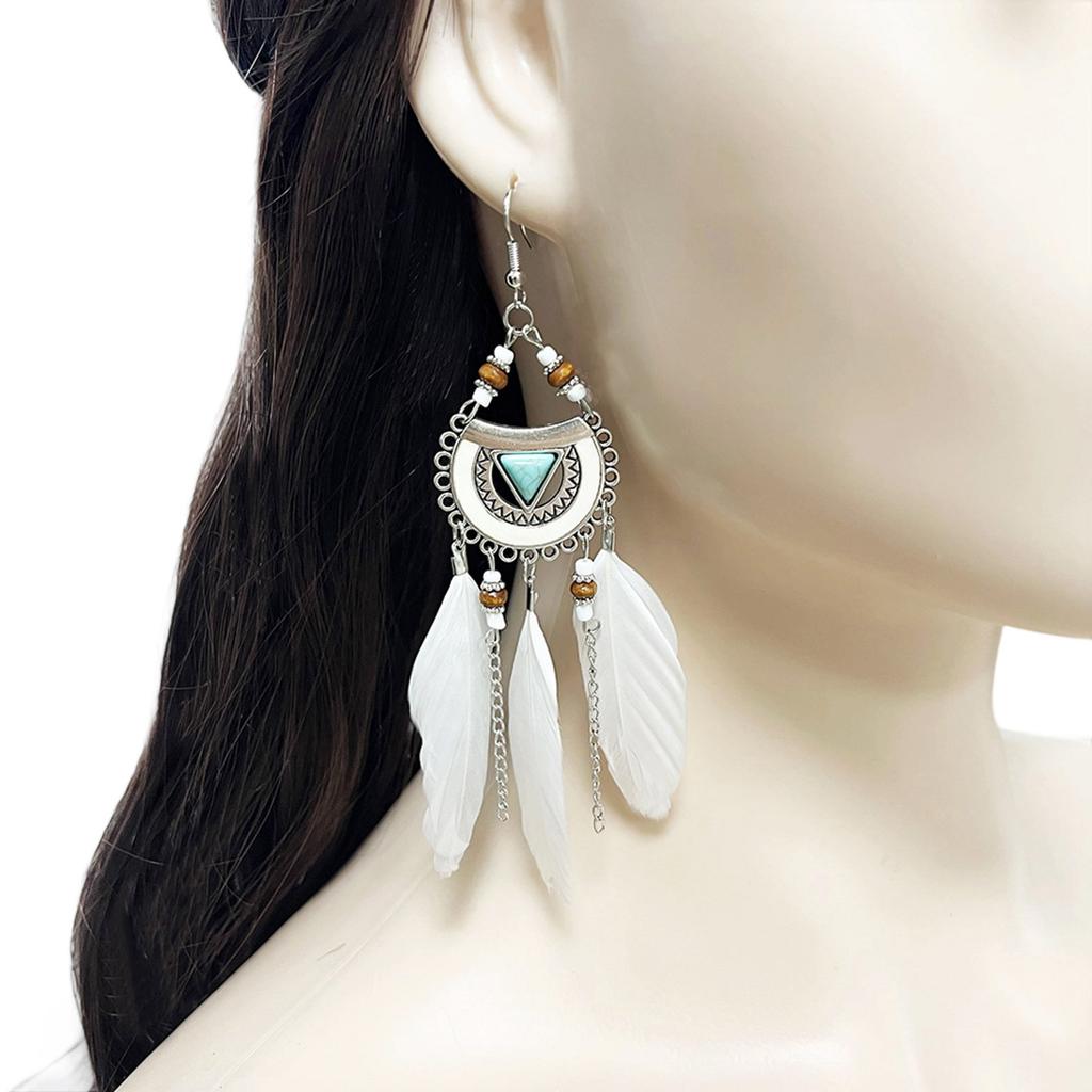 Elegant Feathers Drop Earrings With Moving Tassel Design Perfect For Parties And Daily Wear
