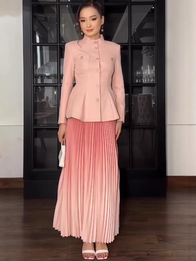 Elegant European & American High-Waist Skirt and Blazer Set - Autumn 2025