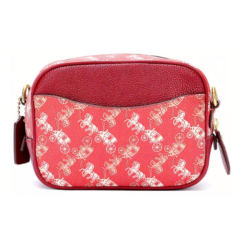 Coach Camera 16 Stripe Print And Rainbow Pattern Camera Bag Small Pink Women bags 88505-B4PES