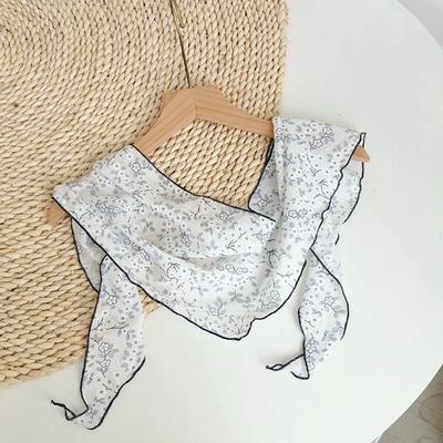 Korean Spring and Summer Triangle Scarf Thin Flower Sun Protection Small Scarf for Women Traveling Foulard Hijabs