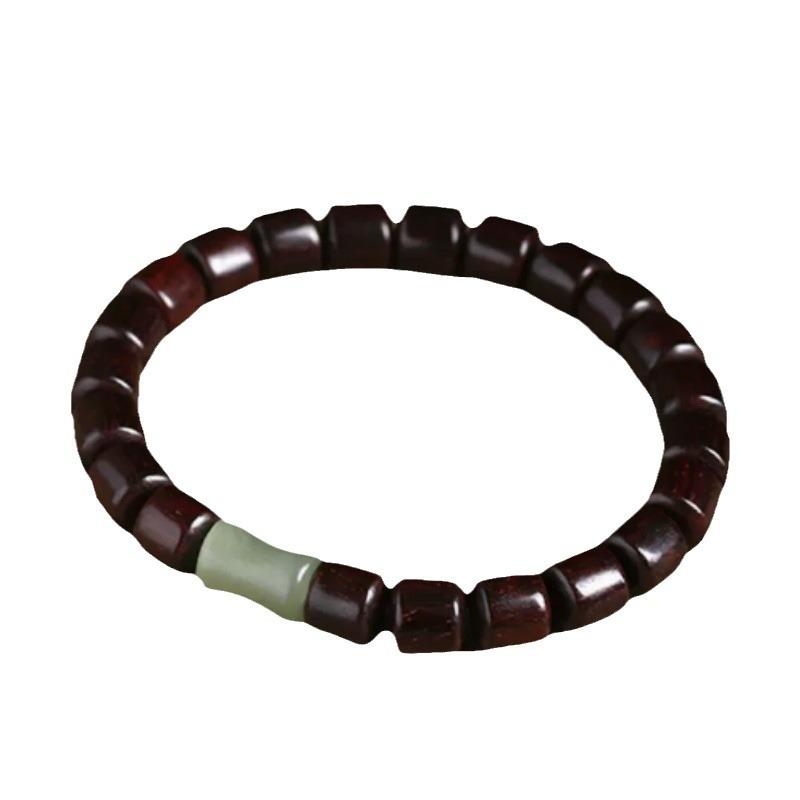 Natural small-leaf rosewood bracelet, Dongling jade bracelet, unisex cultural and religious beads, Buddhist prayer beads, hand ornament, "rise