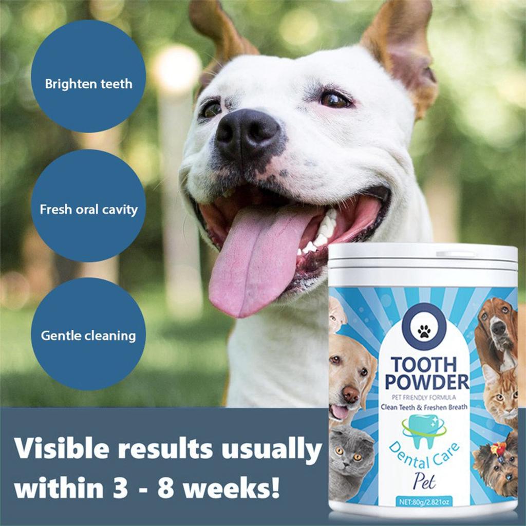 Pó para Limpeza de Dentes de Animais de Estimação Para Cães e Gatos Para Melhorar o Mau Hálito e Remover Tártaro e Limpeza Oral.