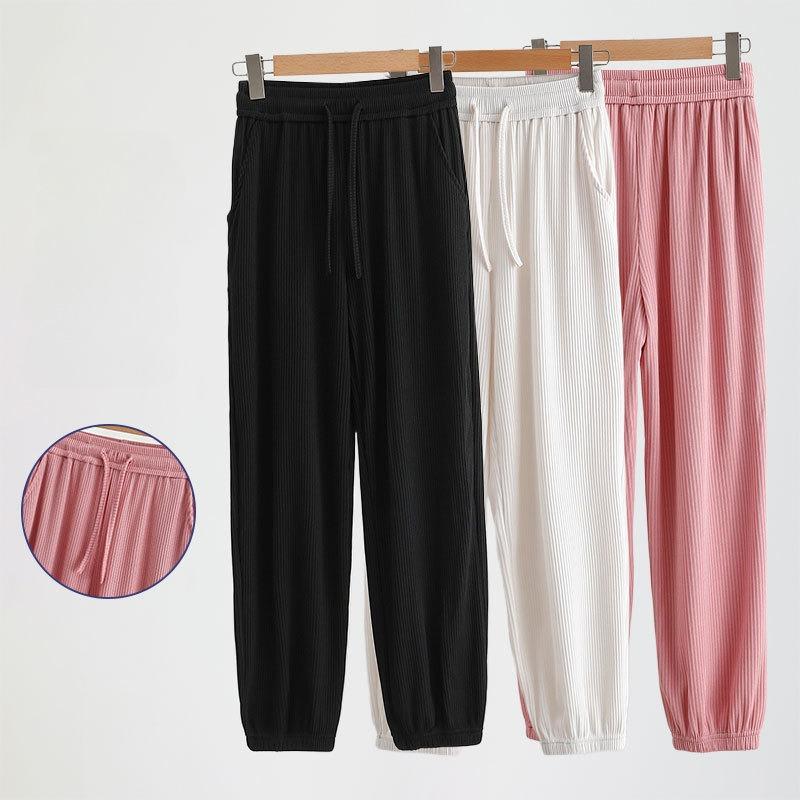 Women's Lounge Pants Soft Casual Drawstring Tie Elastic Waist Cozy Wide Leg Lounge Pants with Pockets Loose Flowy Sweatpants Workout Comfy Jogger