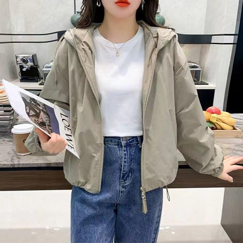 Women's Lapel Loose Solid Color Zipper Long Sleeve Sun Protection Jacket