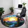1pc Stained Glass Landscape Chair Carpet for Office, Soft, Non-Slip Polyester Mat, Office, Entryway, Living Room, Bedroom,  Yy251207272