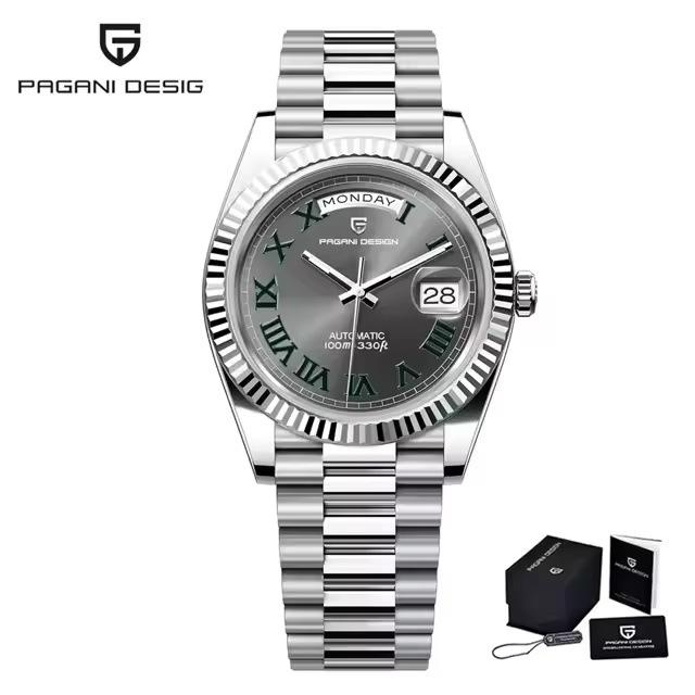 PAGANIDESIGN 40mm Erkek Otomatik Su Geçirmez Kol Saati Tarih ve Gün Göstergeli, Model 1783