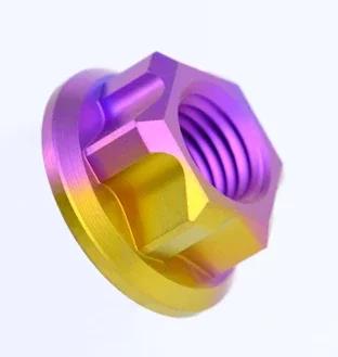 Golden Blue Grey Purple Candy Green M5 M6 M8 M10 M12 A3 Flange Screw Nut TC4 GR5 Titanium Alloy DIY Motorcycle