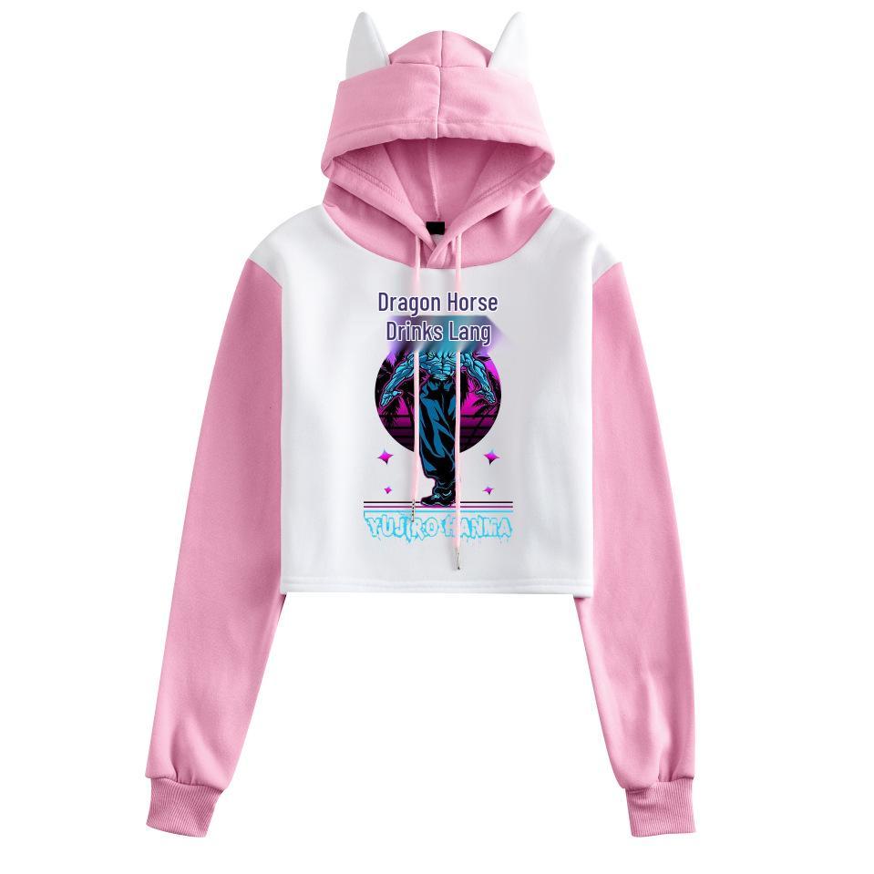 Cross Fanma Baki the Grappler Cat Ear Color Block Hoodie with Velvet Lining.