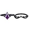 Three Heroes Retro Amethyst Gemstone & Diamond Couple Rings in Gun Black Finish