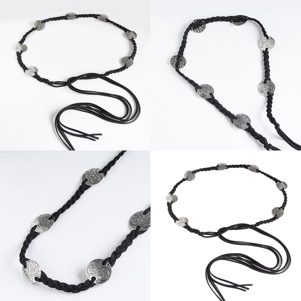 Style Bohemian Metal Decor Knot Design Women Casual Woven Belt For Daily