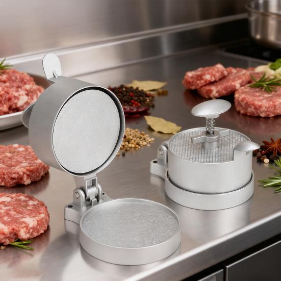 Yousheng Hand Pressed Burger Maker Non-Stick Surface Adjustable Thickness Pre-Seasoned Cast Aluminum Alloy Burger Machine