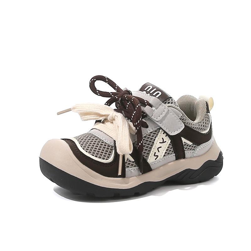 

Spring Autumn Korean Kids Anti-Kick Hiking Shoes Boys Girls Soft Sole Velcro Casual Sneakers size 26 коричневый