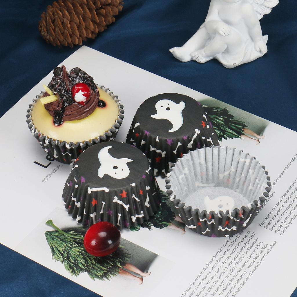 [Bat Party Cup Set] Bat Pattern Family Party Theme Dessert Paper Cup Birthday Party Main Cake Paper Tray Greaseproof Paper