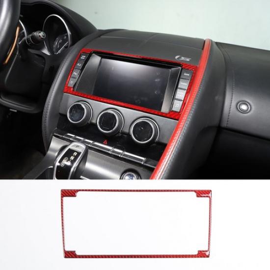 Red Carbon Fiber Navigation Panel Trim Sticker Fit For Jaguar F-TYPE 2013-