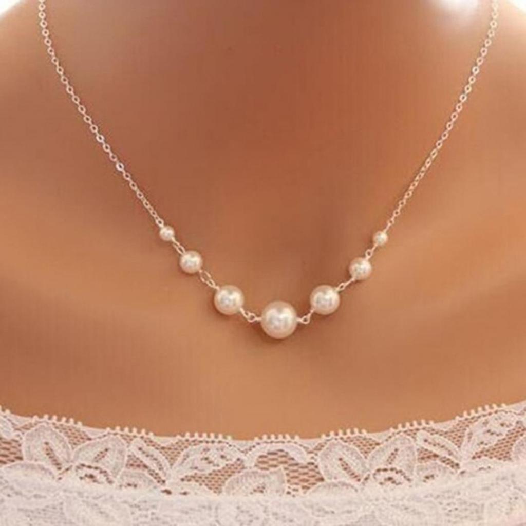 Fashion Women Beaded Single-layer Chain Necklace Banquet Jewelry Gift