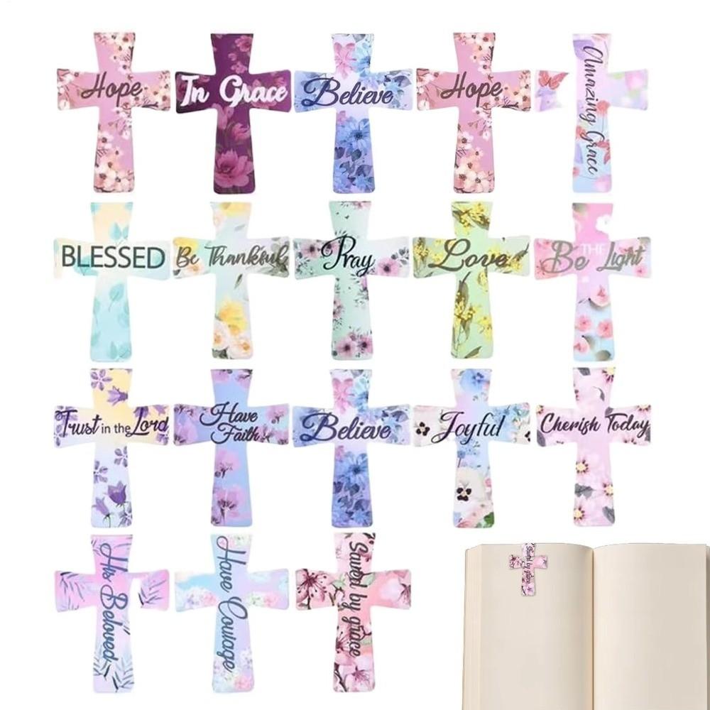 12/16/24PCS Plastic Bible Magnetic Bookmarks Double-Sided Cross Shape Page Marking Bookmark Durable Construction