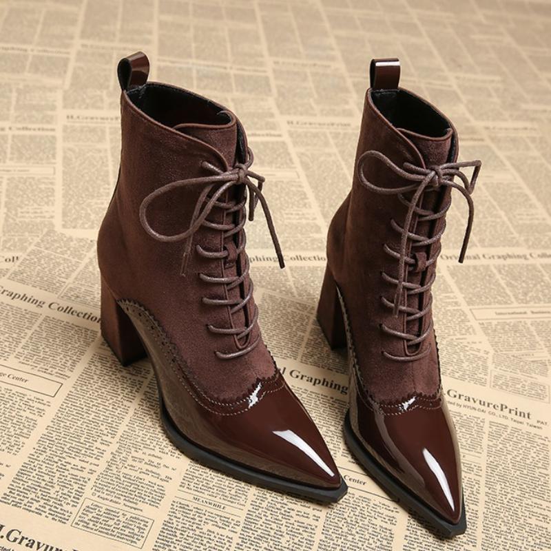 Mode Damen Stiefeletten Mode Spitzschuh Hohe Absätze Schuhe für Frau Luxus Kleid Winterstiefel 2025 Neue Pumps Mujer Chelsea Stiefel