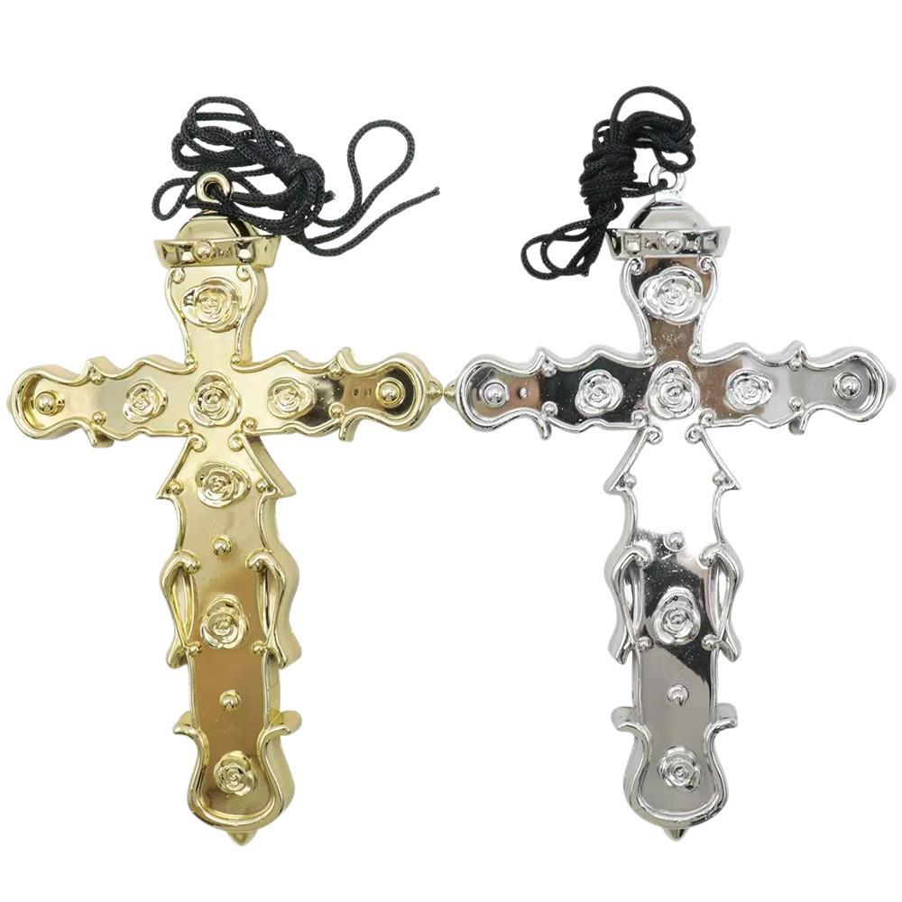Gold-plated Silver Cross Halloween Cosplay Priest/Nun Costume Prop