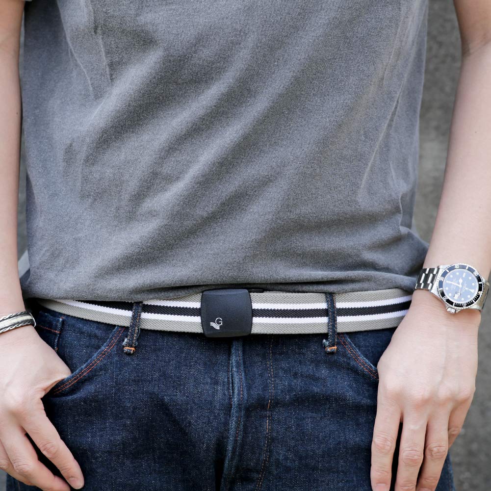 GEVAERT Black Buckle Center Made In GI Stretch Stretchable Fashionable Canvas Fabric Work Gray Belt, Line, Japan, Belt, Men's & Women's, Material,