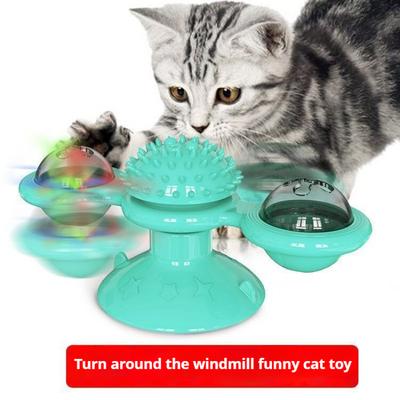 Suministros para Mascotas Gato Tocadiscos Puzzle Juguete Dispensador de Comida Molino de Viento Giratorio