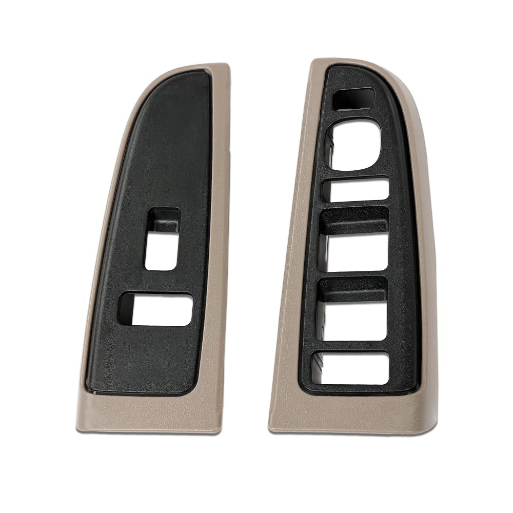 PIT66 Front Window Switch Trim Bezel Set Compatible with 2003-2007 Chevy Silverado/GMC Sierra 1500 2500 3500 (4 Door Models) Tan