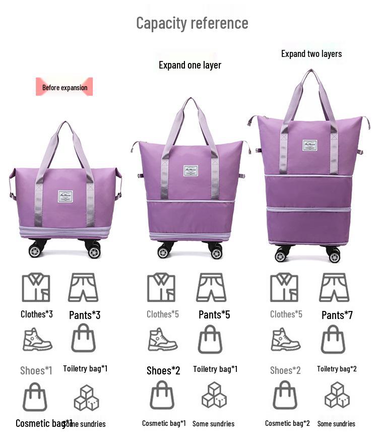 Universal Lightweight Travel Bag with Wheels, Wet/Dry Separation, Large Capacity for Gym, Yoga, or Hospital Use.