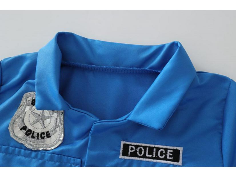 Girls' Blue Police Officer Costume with Hat - Charming Campus Performance Outfit