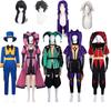 Le Cirque des Monstres Pierrot Arlequin Bouffon Colombine Costume Cosplay Adulte Haut de Clown Pantalon Perruque Uniforme pour Halloween Carnaval