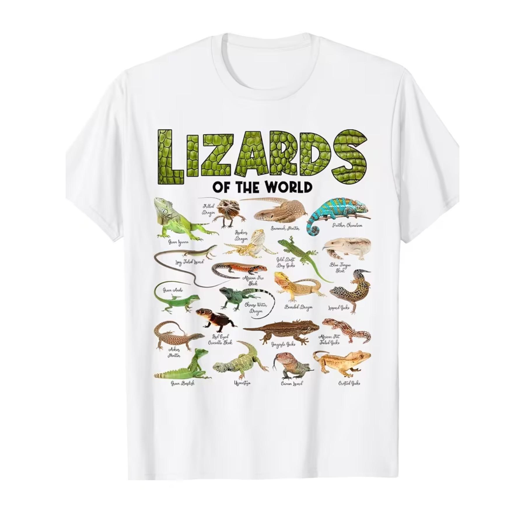 

Lizards of The World Reptile Educational Herpetology Animal T-Shirt XXL