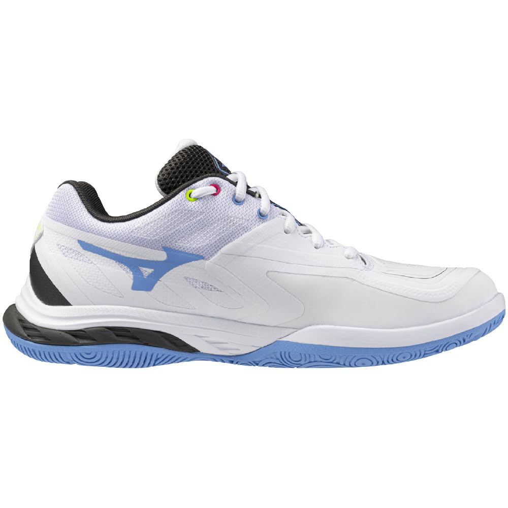 Mizuno Wave Fang 2 Badminton Shoes, One-Piece Model, Fit, Grip, Stability, and Resilience, Hard Hitting, White/Blue, Size 27.5 cm, 2E