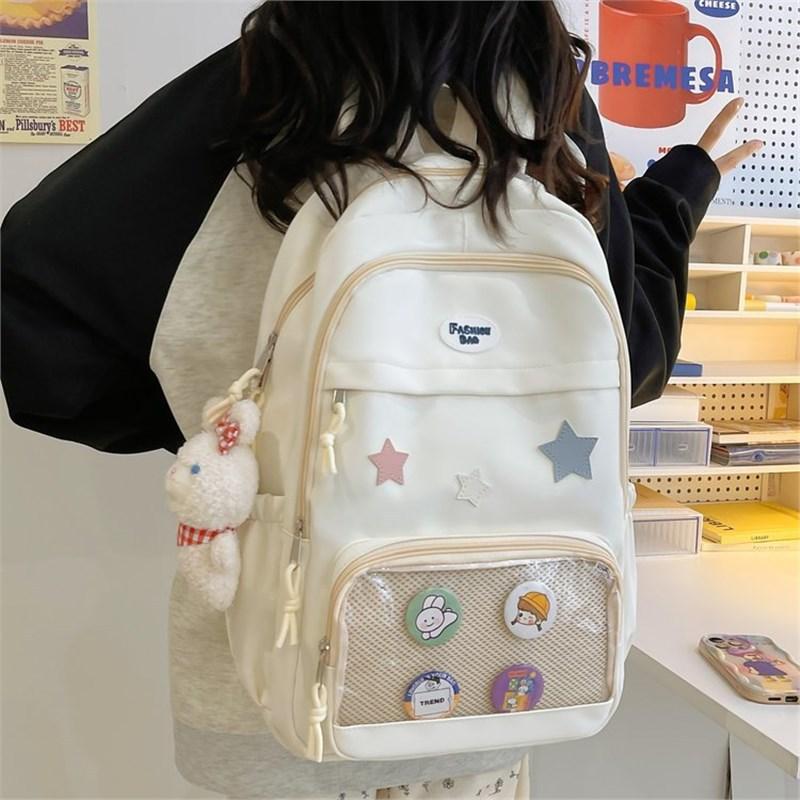 Schoolbag Japanese Ins Transparent Pain Bag Large Capacity Versatile College Girl Mini Backpack Cute Little School Bag