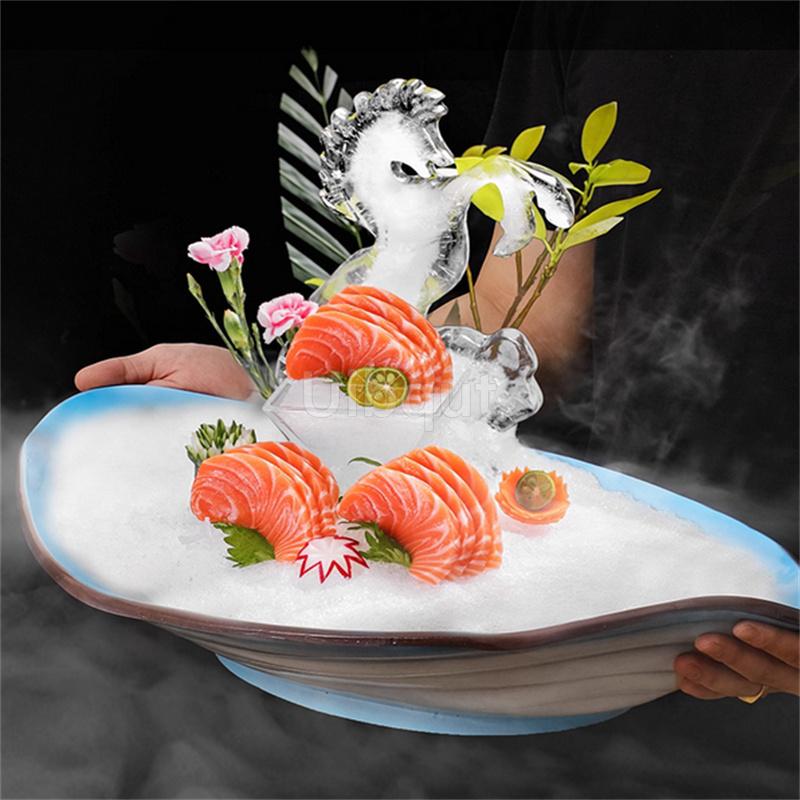 resin Shell fish sharp Sashimi dry Ice Plate Seafood sushi Platter tray Salmon Plate Dry Ice Artistic Conception Dish Tableware