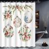 Cartoon Christmas Shower Curtain - Watercolor Plants & Flowers, 12 Hooks, Christmas Ball Design, Bath Decor