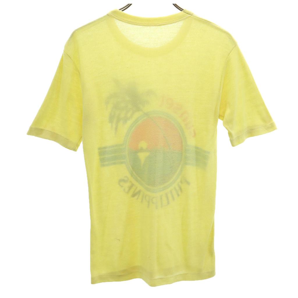 VINTAGE 80s Short sleeve T-shirt yellow Single stitch Men's Used